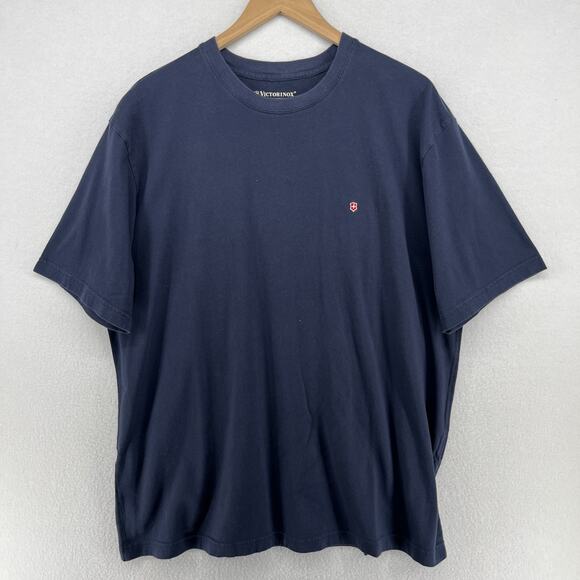 VICTORINOX Shirt Mens XL Swiss Army Tee Crewneck Short Sleeve Cotton Blue - Picture 1 of 10